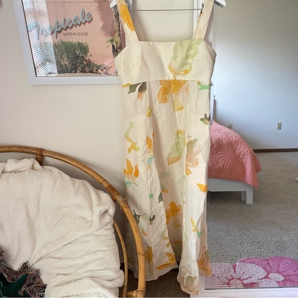 Acler Floral Midi Dress in Cream and Yellow - Picture 5 of 8